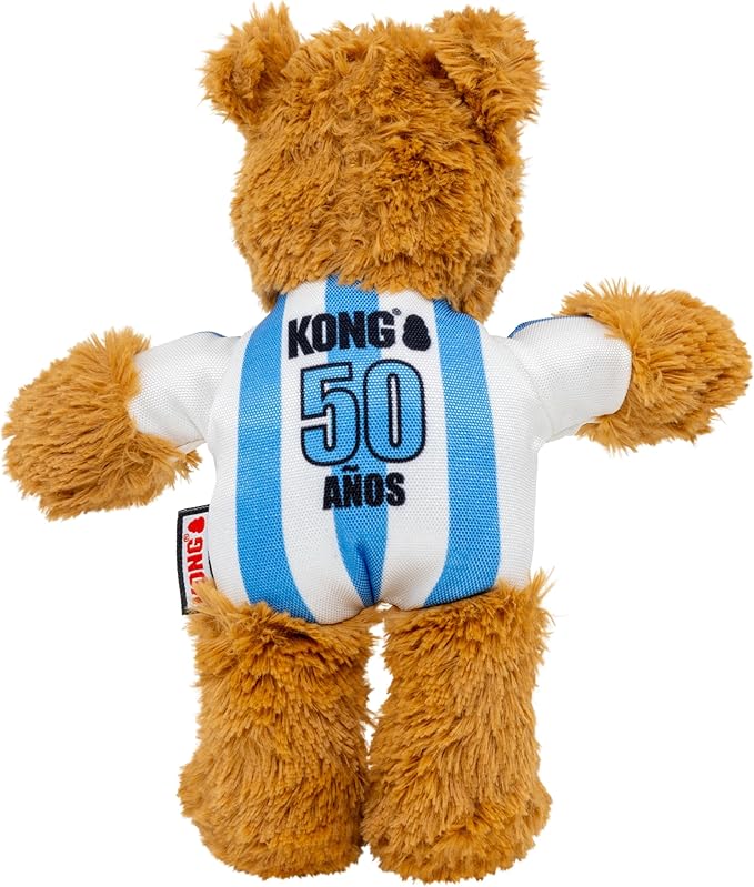 KONG Wild Knots Bear Soccer Player Dog Toy – Argentina – National Team Jersey Inspired – International Tournament Edition – Plush Rope Toy with Squeaker, Medium/Large