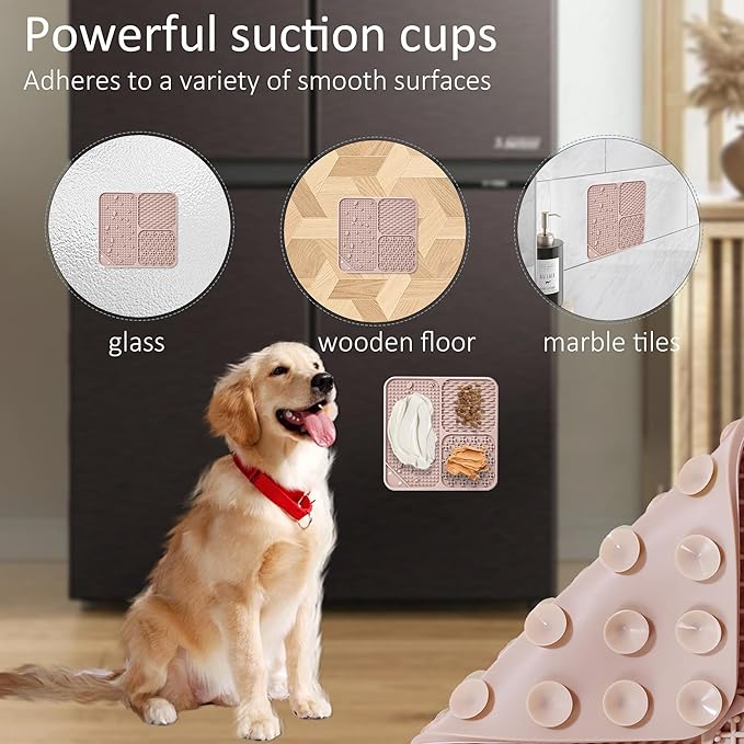 Lick Mat for Dogs(2pcs, Large, 7.9") Easy Clean Silicone Licking Pad Slow Feeder for Pets Cats with Suction Cups, Enrichment Accessories Anxiety Boredom Relief, Keep Them Busy for Bathing