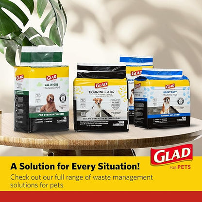 Glad for Pets Extra Large Charcoal Dog Training Pads, Absorbent Leak Proof Pee Pads for Dogs and Puppies, Odor Control Potty Pads with Activated Carbon, 28 x 30 Inches, 30 Count - 2 Pack