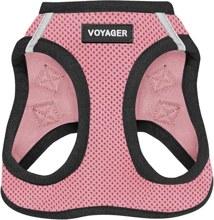 Best Pet Supplies - All Weather Mesh/Plush, Reflective, No Pull Harness for Small, Medium Dogs, Cats - Secure with Hook & Loop Fastener, Buckle, Double D-Rings - Pink/Black Trim, M