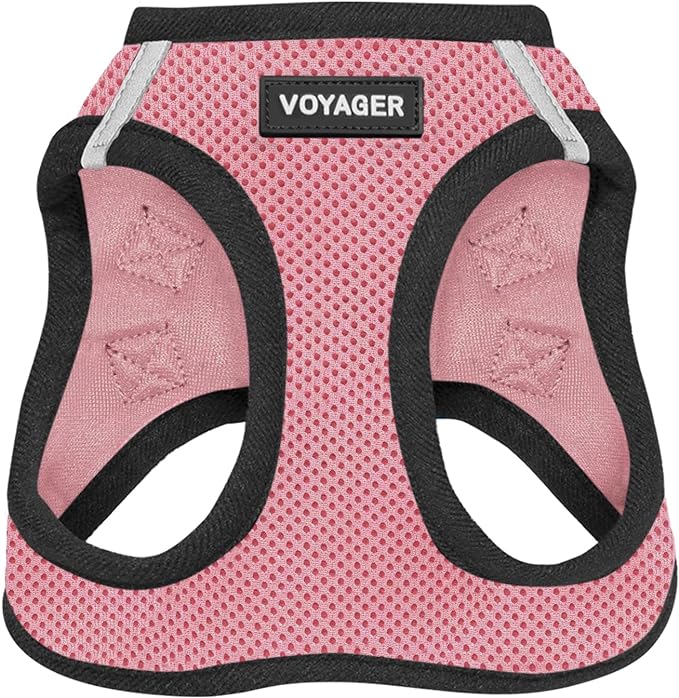 Best Pet Supplies - All Weather Mesh / Plush, Reflective, No Pull Harness for Small, Medium Dogs, Cats - Secure with Hook & Loop Fastener, Buckle, Double D-Rings - Pink/Black Trim, XS