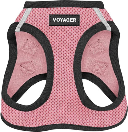Best Pet Supplies - All Weather Mesh / Plush, Reflective, No Pull Harness for Small, Medium Dogs, Cats - Secure with Hook & Loop Fastener, Buckle, Double D-Rings - Pink/Black Trim, XS
