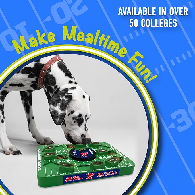 Pets First NCAA Mississippi (Ole Miss) Large Puzzle Toy - Interactive Dog Treat & Slow Feeding Toy