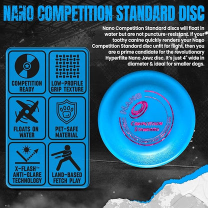 Hyperflite Nano Competition Standard Disc Dog Disc 4” (17g) | Official Skyhoundz Mini Flying Disc for Small Dog & Puppy | Long-Flying, Lightweight Dog Toy for Backyard, & Beach | Anti-Glare - Blue