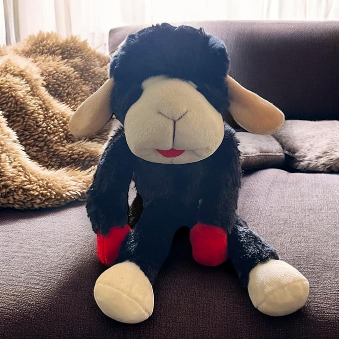 Multipet 14" Black Lamb Chop Plush Dog Toy with Squeaker – Soft and Durable Pet Companion