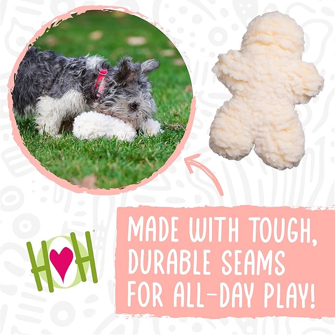 HuggleHounds Plush Dog Toy - Fuzzy Dog Toy, Plush, Soft Fleece, Interactive, Durable, For Small and Large Breeds, Puppy Toy - HuggleFleece Beige Man, Small