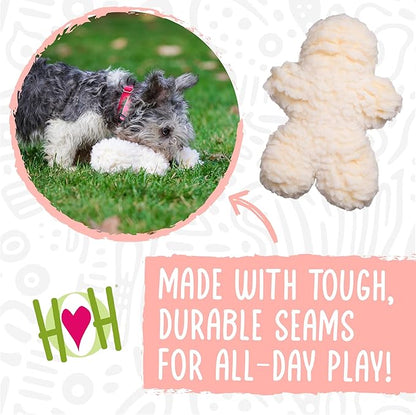HuggleHounds Plush Dog Toy - Fuzzy Dog Toy, Plush, Soft Fleece, Interactive, Durable, For Small and Large Breeds, Puppy Toy - HuggleFleece Beige Man, Small