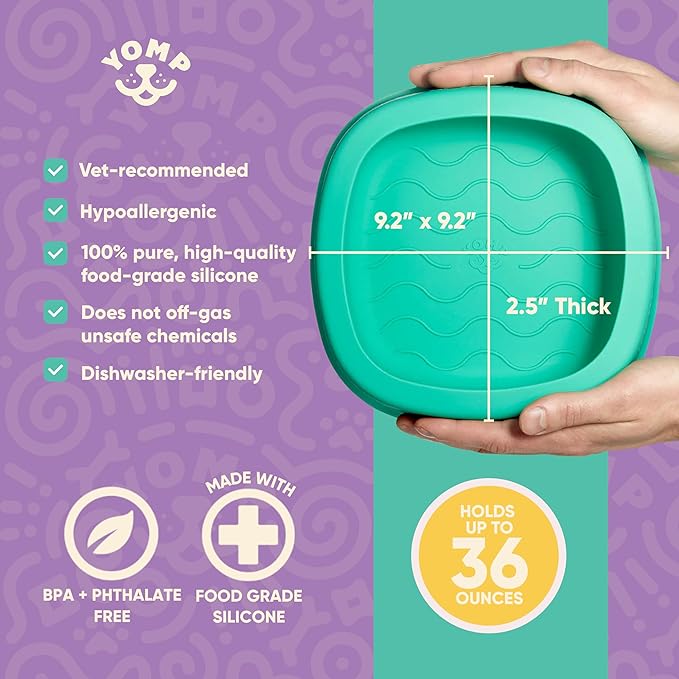 Yomp BetterBowl Silicone Dog Bowl – Weighted Dog Bowl, Spill-Proof, Non-Slip, Pet-Safe, Non-Toxic, Textured, Dishwasher Safe Water Feeder for Dogs and Puppies