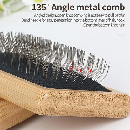 Removes Loose Fur & Tangles Fast | Dog & Cat Slicker Brush | Bamboo Deshedding Tool for All Coat Types | Gentle & Eco-Friendly Grooming