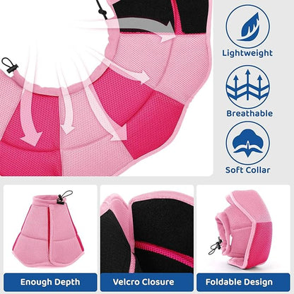 SUNFURA Dog Cones for Large Dogs, Soft Pet Cone Stop Licking After Surgery, Adjustable Pet E-Collar Alternative for Wound Healing, Pink X-Large