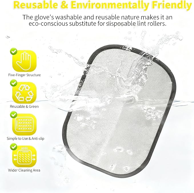 Pet Hair Removal Glove for Cats Dogs - Extra Large Thickened Upgraded Five Finger Electrostatic Pet Hair Gloves Reusable Magic Brush Pet Hair Remover Tool for Laundry, Couch, Carpet, Car Seat