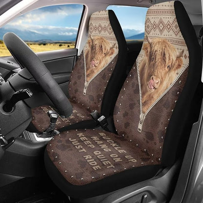 Highland Cow Seat Covers for Cars Front Seat, Breathable Car Seat Protectors for Women Men Automotive Interior Accessories Universal Fit SUV Truck Van Sedans