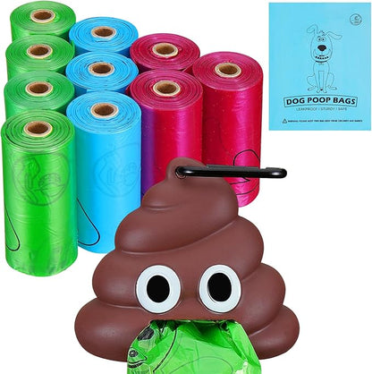 Dog Poop Bag With Holder, 150 Counts Scented Doggie Waste Bags With 1 Dispenser, Pet Poop Bags Rolls For Doggy