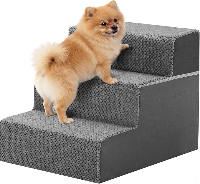 NEWBULIG 3-Step Dog Stairs, 13.5" H Dog Steps for Sofa and Chair, Non-Slip Sturdy Pet Steps for Small Dogs and Cats, Pet Ramp for High Bed Indoor