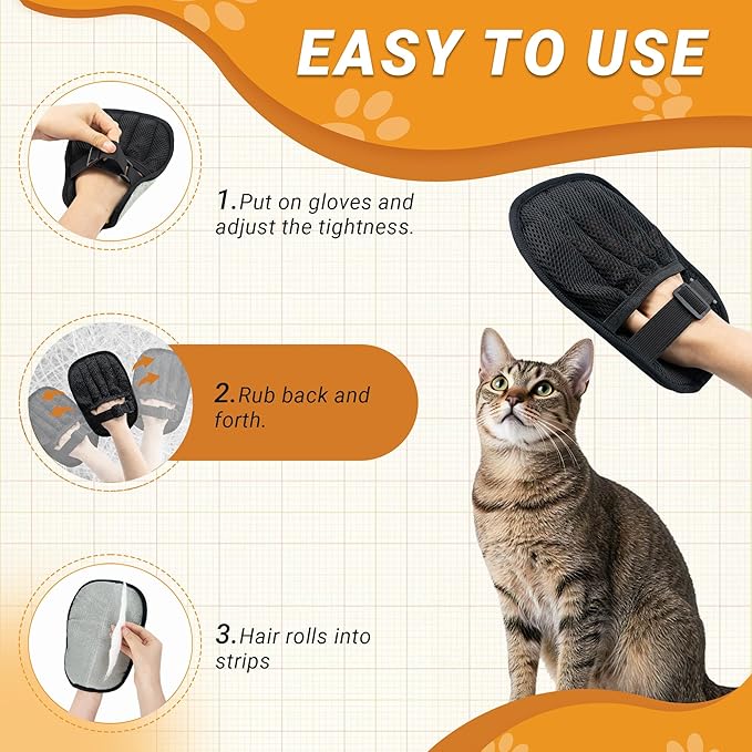 Pet Hair Removal Glove - Adjustable Magic Brush Pet Hair - Dog Cat Hair Remover