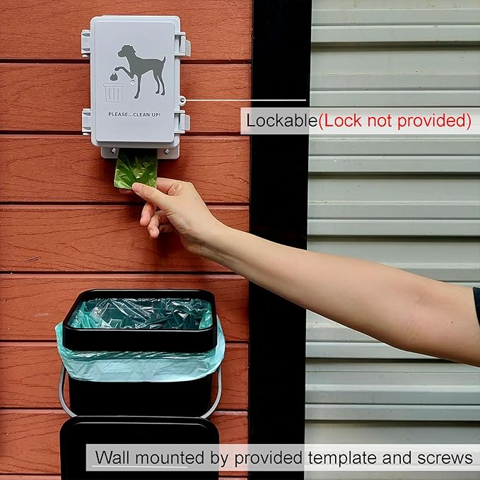 Small Dog Waste Station for Home 1.3Gallon/5L Mountable Doggie Trash Can Outdoor or Indoor Poop Bag Dispenser Wall Mounted 120 Count Pickup Bags 1 Trash Liner Roll (Mini Bucket + Dispenser + Bags)