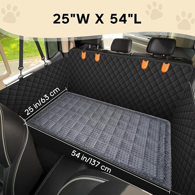 Pet Bed Mat for Car Backseat Extender, Non-Slip Dog Bed for Car Back Seat, Flannel Backseat Dog Bed for Cars Trucks and SUVs (Grey, 24.8x54 inch)