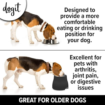 Dogit Elevated Dog Bowl, Stainless Steel Dog Food and Water Bowl for Large Dogs, Black, 73752