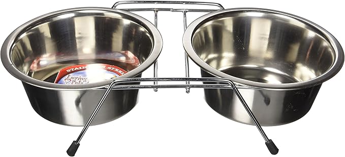 Loving Pets Double Diner Dog Bowl, 1-Quart