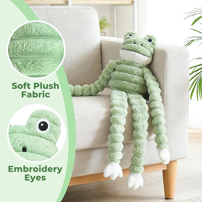 Prime Pets Squeaky Dog Toys for Large Dogs, 27” Plush Frog Dog Toy with Crinkle Paper for Small Medium Large Dogs, Stuffed Puppy Chew Toys to Keep Them Busy