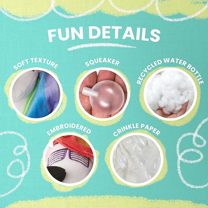 Snugarooz Dab The Unicorn with Repair Patch – Trendy Plush Dog Toy, Embroidered Sunglasses & Rainbow Mane – Non-Toxic & Durable for Endless Play