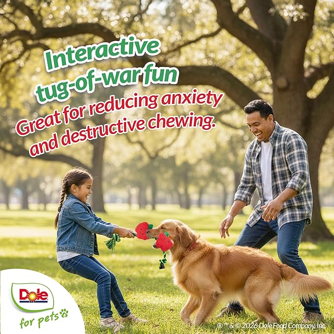 Dole for Pets® Dog Rope Toy with Squeakers, Apple Tug of War Dog Toy, Tough Cotton Rope Toys for Dogs, Aggressive Chew Toys for Large Dogs and Medium Dogs