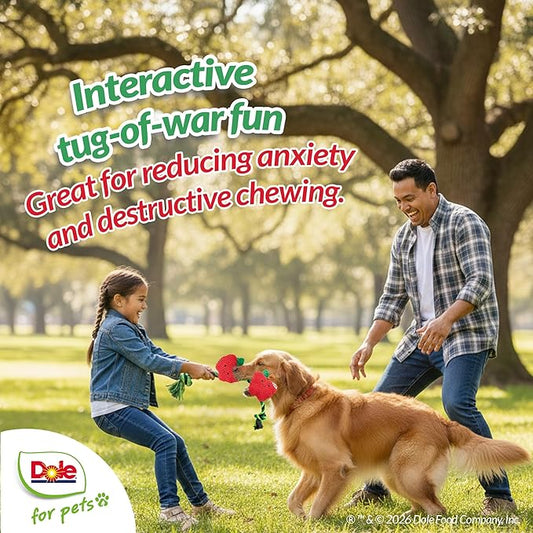 Dole for Pets® Dog Rope Toy with Squeakers, Apple Tug of War Dog Toy, Tough Cotton Rope Toys for Dogs, Aggressive Chew Toys for Large Dogs and Medium Dogs