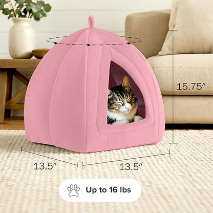 PETMAKER Indoor Cat House with Removable Foam Cushion for Cats, Kittens, Small Dogs & Small Pets, Plush Pet Bed Crate Tent Hideaway with Cozy Soft Interior, Small Animal Sleep & Rest Space