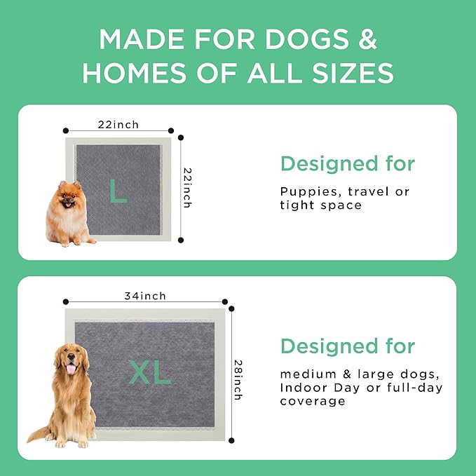 Bedsure Dog Pee Pads Extra Large, 28" x 34" Puppy Pads 30 Count, Super Absorbent & Leak Proof, XL Training Pads Quick Dry Disposable Potty Pads with Odor-Control Activated Carbon & ECO Green Material