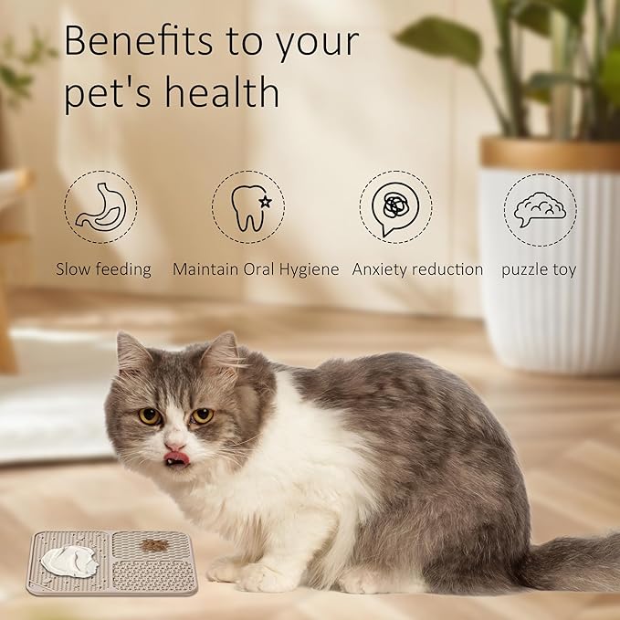 Lick Mat for Dogs(2pcs, Large, 7.9") Easy Clean Silicone Licking Pad Slow Feeder for Pets Cats with Suction Cups, Enrichment Accessories Anxiety Boredom Relief, Keep Them Busy for Bathing