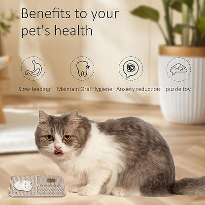 Lick Mat for Dogs(2pcs, Large, 7.9") Easy Clean Silicone Licking Pad Slow Feeder for Pets Cats with Suction Cups, Enrichment Accessories Anxiety Boredom Relief, Keep Them Busy for Bathing