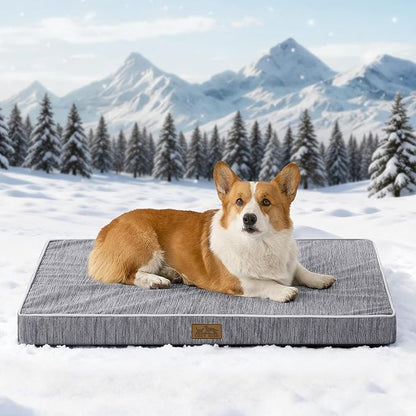 Cooling Dog Bed for Crate, Waterproof Orthopedic Dog Crate Mat with Removable Washable Cover, Egg Crate Foam Support Dog Bed, 36x27x3 Inch,Dark Grey
