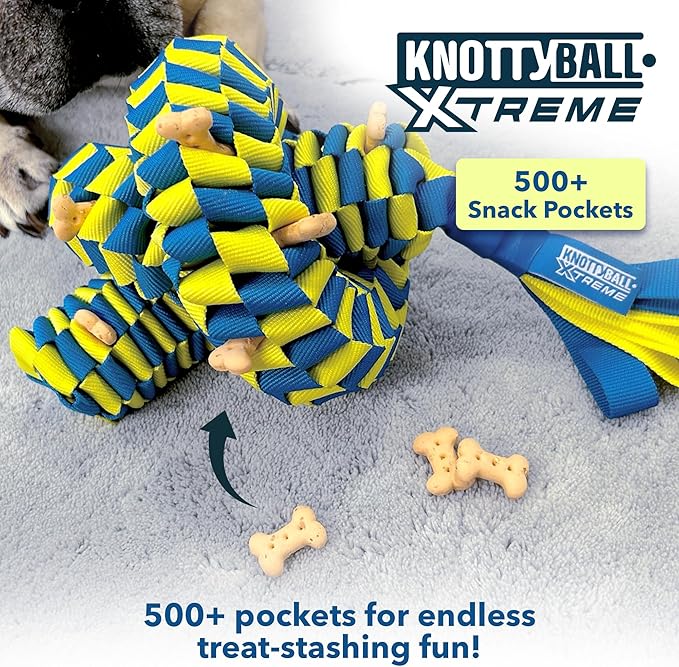 Race&Herd KnottyBall Xtreme Snuffle Ball for Dogs - Interactive Dog Puzzle Toy for Smart Dogs, Treat Puzzle Toys for Dogs Enrichment, Dog Snuffle Toy Ball Treat Dispensing Smart Dog Toys