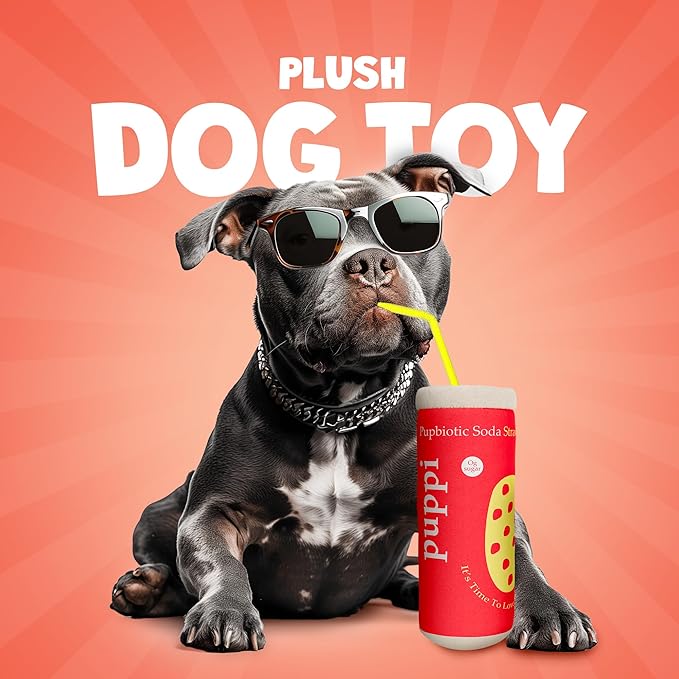 Soda Can Parody Dog Toy – Funny Squeaky Dog Toys for Interactive Play and Training – Durable, Easy to Clean, Birthday Gifts for Small, Medium and Large Dogs