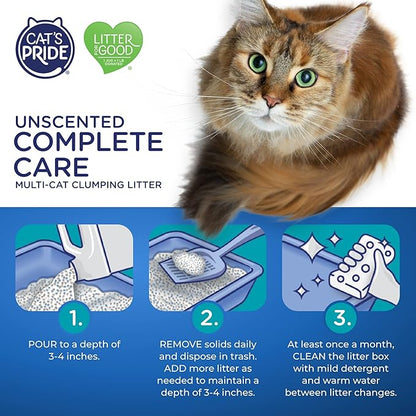 Cat's Pride Premium Lightweight Clumping Litter: Complete Care - Up to 10 Days of Powerful Odor Control - Hypoallergenic - Multi-Cat, Unscented, 10 Pounds (Pack of 2)