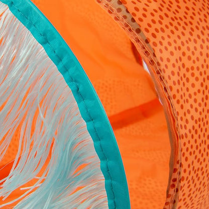 Instincts by SmartyKat Teaser Tunnel Activity Tunnel Cat Toy w/Fringe & Feather Teaser Cat Toy - Orange, One Size