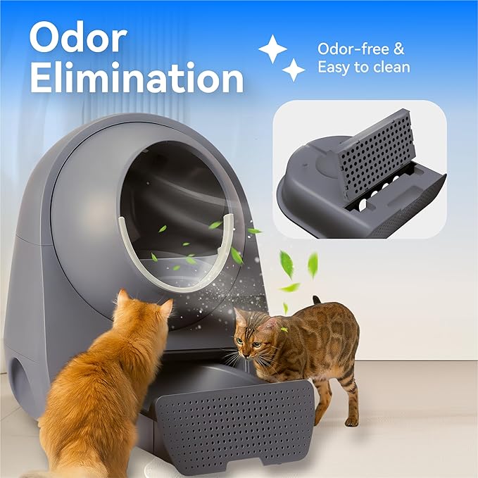 CATLINK Self Cleaning Cat Litter Box for Multiple Cats, Health Monitoring, Automatic Litter Box with APP, Odor Control, 65L Safe Pinch-Free Robot Cat Litter Box, Grey/Large (Luxury Pro-X)