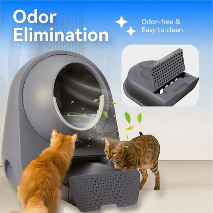 CATLINK Self Cleaning Cat Litter Box for Multiple Cats, Health Monitoring, Automatic Litter Box with APP, Odor Control, 65L Safe Pinch-Free Robot Cat Litter Box, Grey/Large (Luxury Pro-X)
