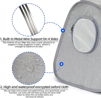 Collapsible Portable Cat Litter Box Standard for Travel Light Weight Leak-Proof，Sturdy，Prevent Litter Scatter Design Easy to Clean， Collapsible Travel Puppy Carrier，Portable Cat Playpen