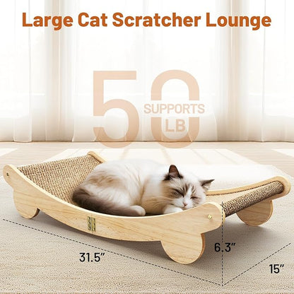 Ordora Extra Large Cat Scratcher: 31.5 inch Cat Scratch Pad&Bed Lounge for Indoor Cats - Modern Cats Furniture for Scratching and Resting