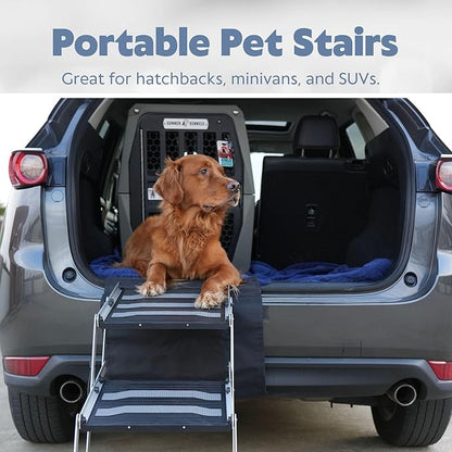 TRIXIE Foldable Aluminum Pet Steps for Dogs Up to 165 Pounds Adjustable from 19.5 to 27.5 Inches