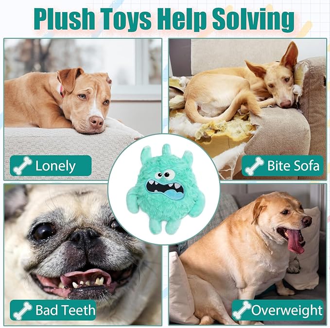 Plush Squeaky Dog Toy, Crinkle Stuffed Dog Toy Keep Them Busy Tug of War Birthday Dog Chew Toy for Small Medium Large Dogs (Light Green)