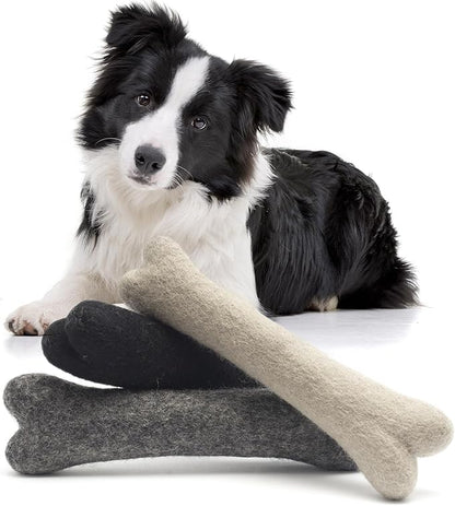 Glaciart One Felted Wool Dog Chew Bone (3 Pcs)| Durable Dog Chew Toy, Puppy Chew Toys for Teething & Dog Teeth Cleaning | Pet Toys Fetch Games & for Anxiety/Boredom | Great for Small or Medium