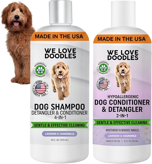 We Love Doodles Dog Shampoo & Conditioner Pack-Pet Shampoo & Conditioner for Dogs for Cleaning & Conditioning,Gentle & Sensitive Formula, Cleans, Moisturizes & Deodorizes, Made in USA, Lavender, 16 oz