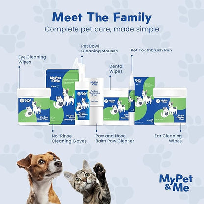 My Pet & Me Pet Glove Wipes for Dogs & Cats, No-Rinse Instant Bath Cleaning Gloves, Soap-Free Grooming Mitts, Individually Wrapped for Travel, Olive & Jojoba Oils, 6 Count