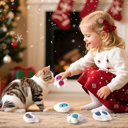 MALLMALL6 Snow Monster Catnip Toys - 5Pcs Funny Catmint Interactive Cat Toy for Indoor Kitten, Soft Plush with Cute Expression Supplies, Kitty Teething Chew Toy Set Xmas Gifts for Cat Lover