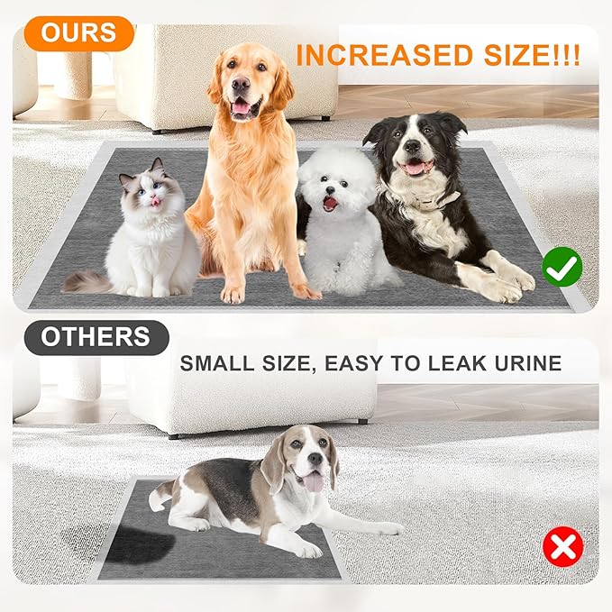 Charcoal Puppy Pads 55"×31", Ultra-Large Carbon Pee Pads for Dogs 40 Count, Odor-Control Dog Pee Pads, 6-Layer Dog Training Pads, Ultra-Absorbent & Quick-Dry Black Puppy Pads