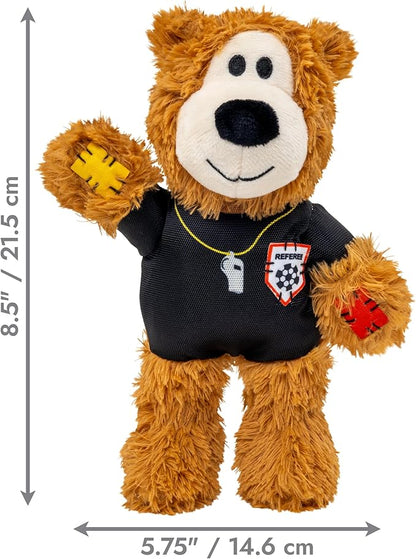 KONG Wild Knots Bear Soccer Player Dog Toy – Referee – National Team Jersey Inspired – International Tournament Edition – Plush Rope Toy with Squeaker, Medium/Large