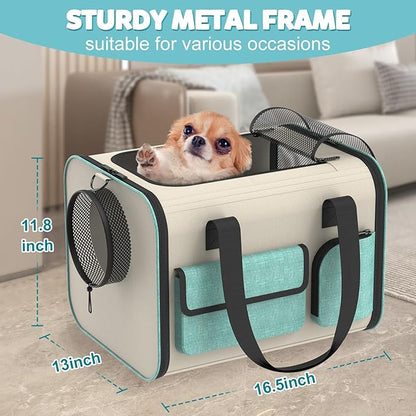 Small Dog Travel Carrier Bag - Soft Sided Pet Travel Carrier for up to 15LBS Small Dogs - Breathable and Comfortable for Car Trip Camping Outdoor Vet Hospital