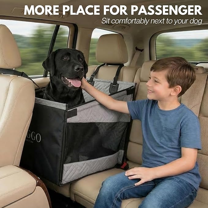 Dog Car Seat Cover with Hard Bottom – Back Seat Extender for Small & Medium Dogs, Waterproof & Non-Slip Hammock, Reinforced & Stable Design with Storage Pockets for Cars, SUVs & Trucks (Gray)